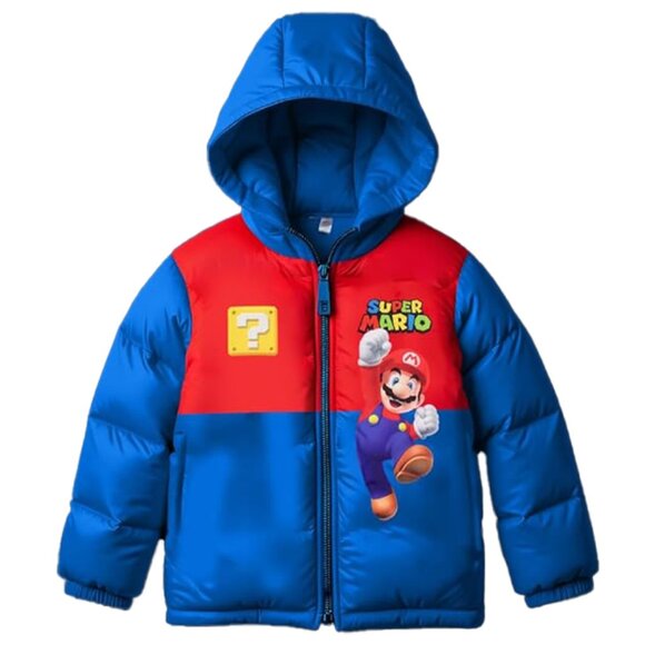 Nintendo Super Mario Bros Boy Winter Puffer Jacket Mario Kart Graphic Print 8 - Picture 4 of 6